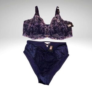 Déesse Lace Bra & Brief Lingerie Set – Purple Floral